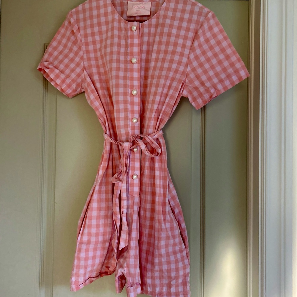 ban.do Pink Gingham Romper